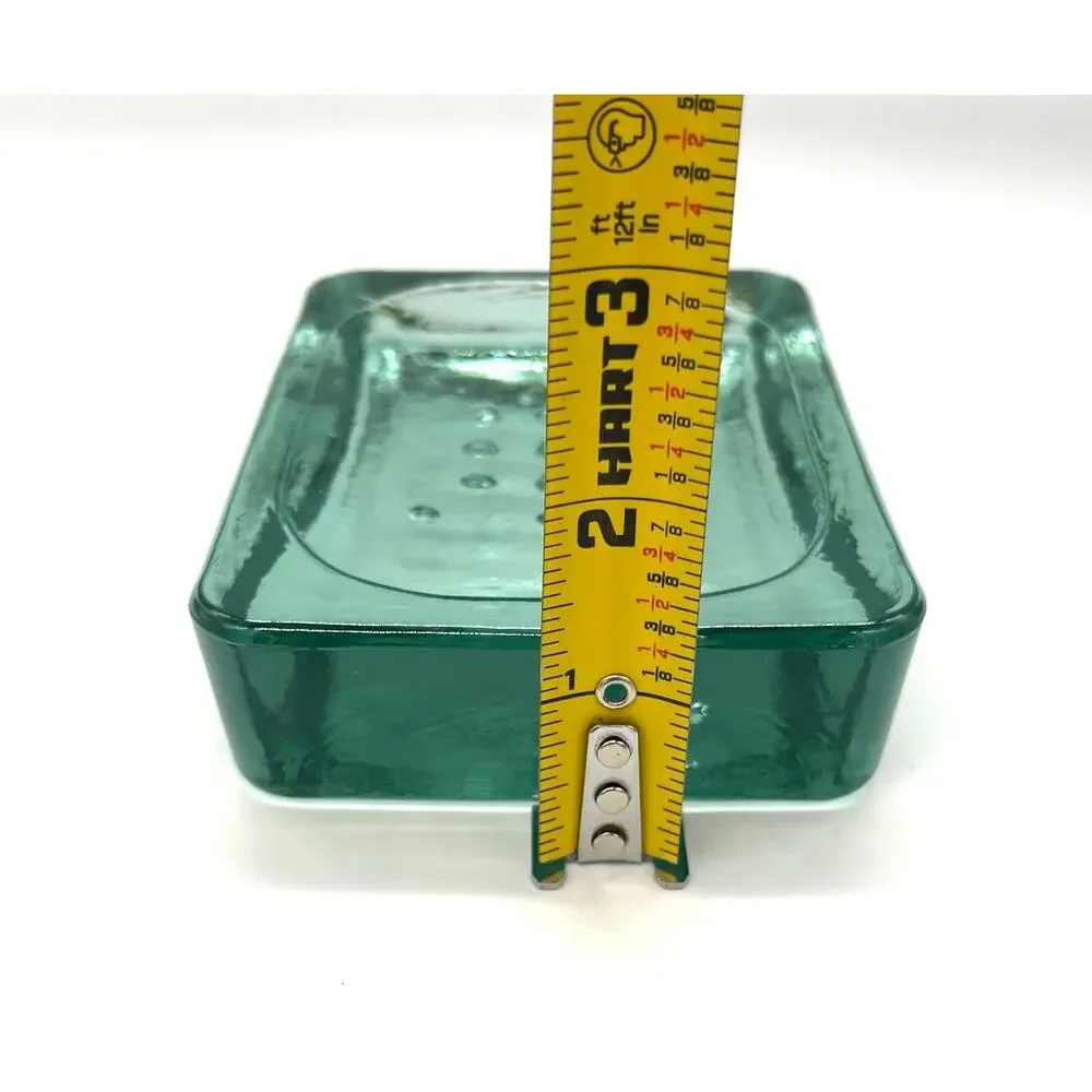 Threshold Recycled Glass Soap Dish Thick Heavy Green Glass